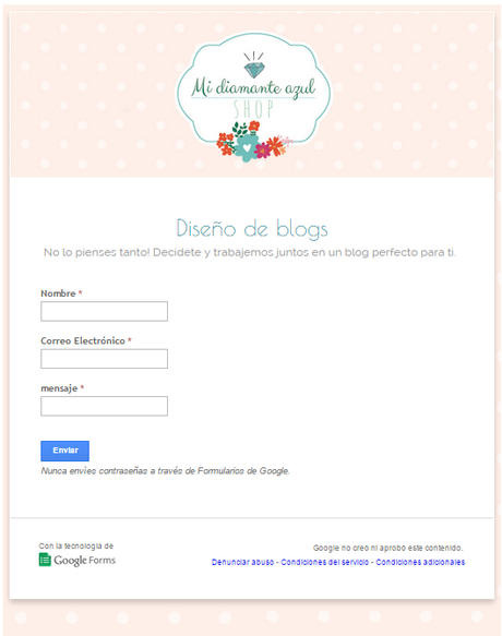 Personalizar formulario de google para el blog