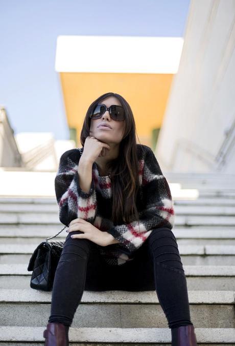 red, black and white checked sweater red, black and white checked sweater