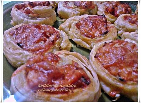 Rollitos de hojaldre rellenos pollo