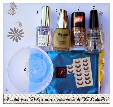 Manicura half moon con water decals de KkCenterHK