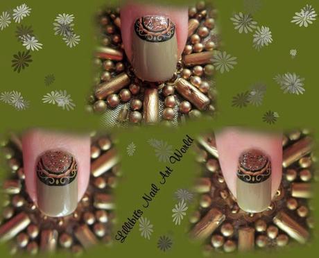 Manicura half moon con water decals de KkCenterHK