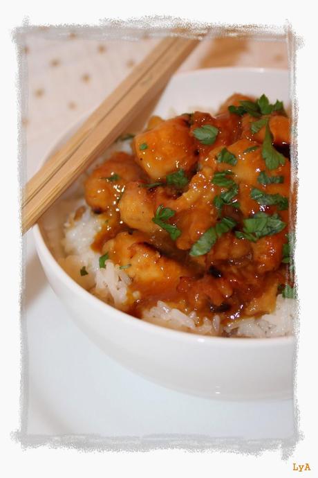 Pollo a la naranja chino... con arroz basmati