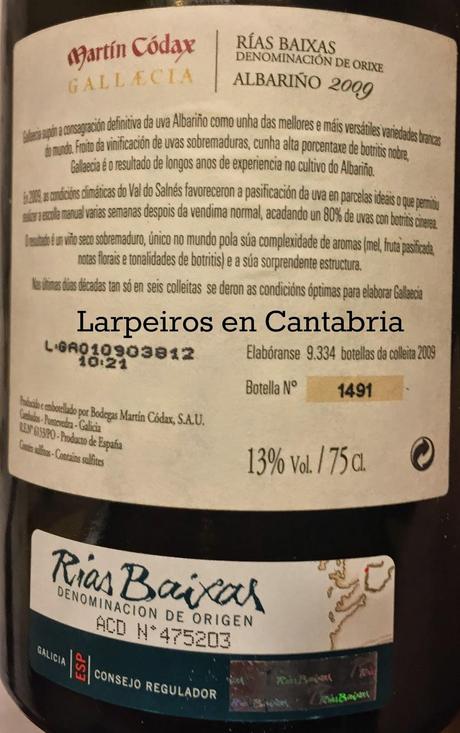 Vino Blanco Gallaecia 2009: Top de Martín Codax