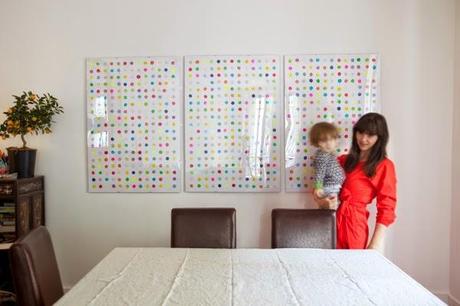 DIY: Estampar cuadros con patatas. Lunares de colores