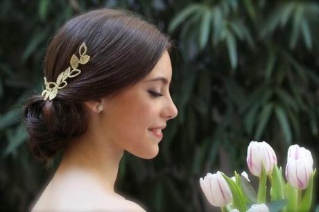 Tocado de novia de La Cala hilos de plata Adriana Oro 2014