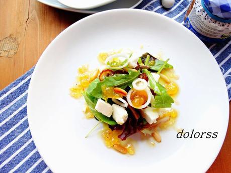 Ensalada caprichosa con vinagreta de naranja dulce