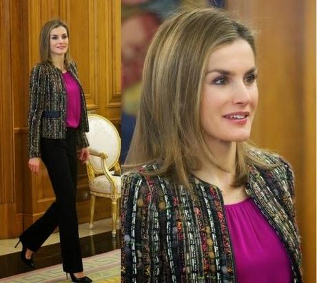 Dña. Letizia, de chaqueta usada de Varela a  conjunto nuevo de Hugo Boss