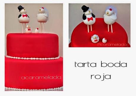 tarta de boda roja de acaramelada