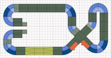 Nº 1340. Un scalextric de 4 pistas en 4m x 2m con las pistas de un C1 y un C2 mejorando electricamente el circuito.