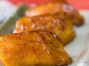 Platano caramelizado pepitas chocolate blanco.