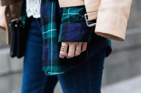 Flared_Jeans-Outfit-Checked_Skirt-Street_Style-Leather_Biker_Jacket-Sandro_Paris-Lace_Top-Collage_Vintage-41