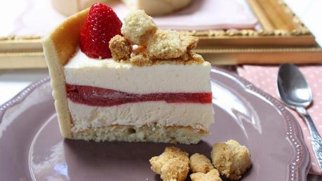 Tarta symphonie de queso, fresas y streusel almendras de P.hermé
