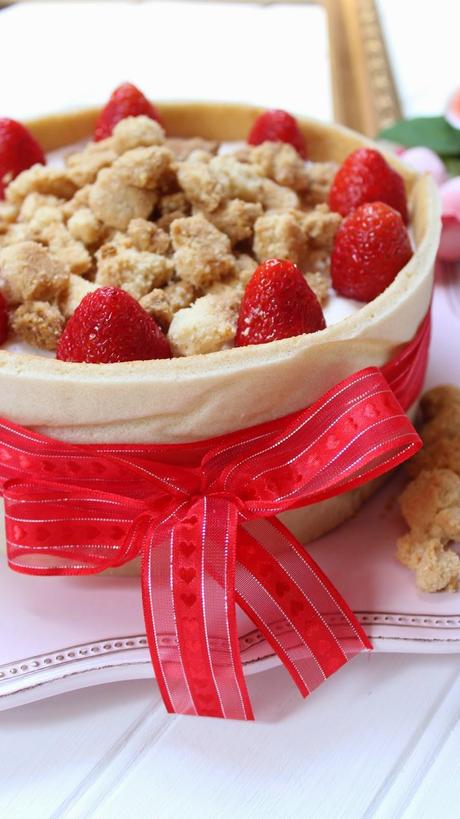 Tarta symphonie de queso, fresas y streusel almendras de P.hermé
