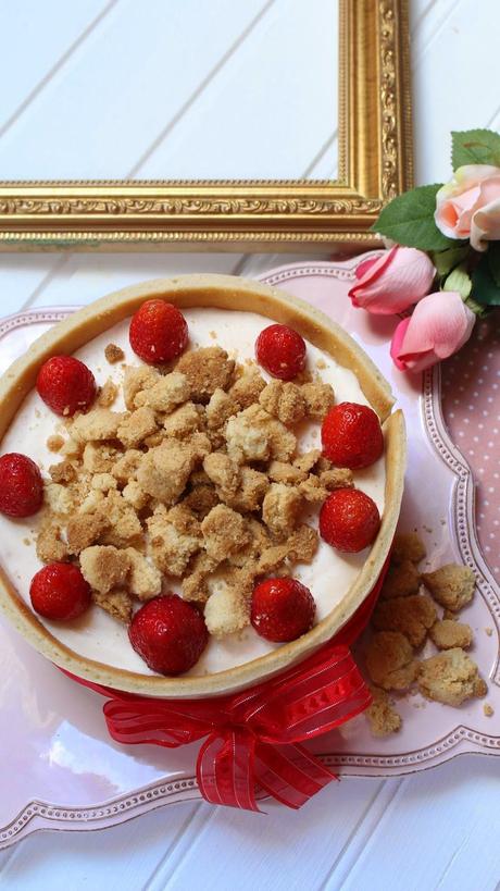 Tarta symphonie de queso, fresas y streusel almendras de P.hermé
