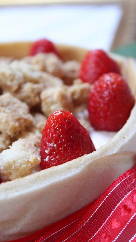 Tarta symphonie de queso, fresas y streusel almendras de P.hermé