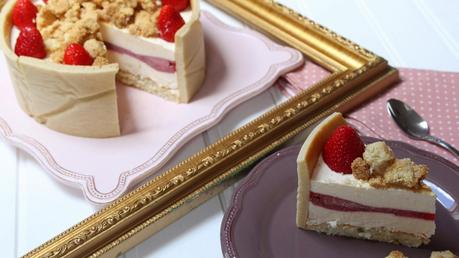 Tarta symphonie de queso, fresas y streusel almendras de P.hermé