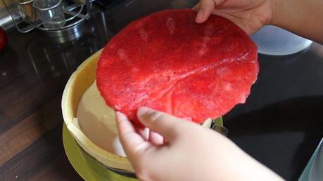 Tarta symphonie de queso, fresas y streusel almendras de P.hermé