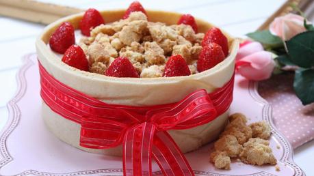 Tarta symphonie de queso, fresas y streusel almendras de P.hermé