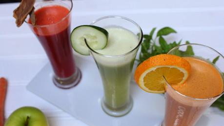 Zumos variados de frutas y verduras muy energéticos