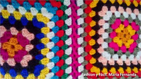 Crochet y Punto afgano en cuadros grandes full color. Aprovechar lanas de colores (Big crocheted colorfull Grannys squares)