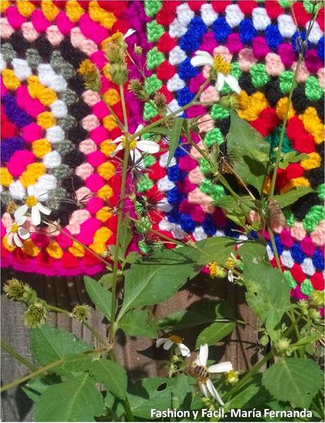 Crochet y Punto afgano en cuadros grandes full color. Aprovechar lanas de colores (Big crocheted colorfull Grannys squares)