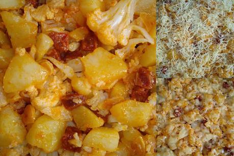 Patata y coliflor gratinada al horno
