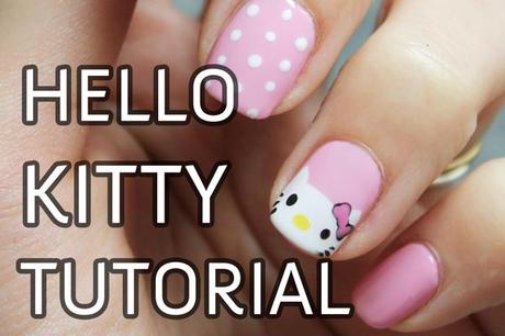 Uñas decoradas con Hello Kitty paso a paso