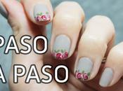 Manicura francesa flores paso