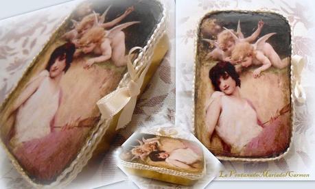 HE DECORADO SIMPLES CAJAS  METÁLICAS CON LOS ANGELITOS