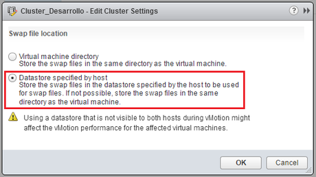 configuracion cluster swap VMware por DBigCloud