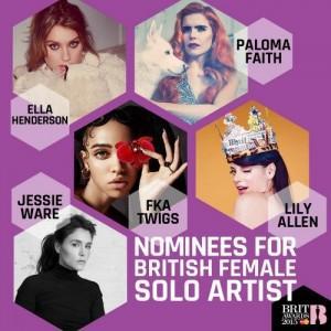 Cartel nominación artista femenina británica brit awards