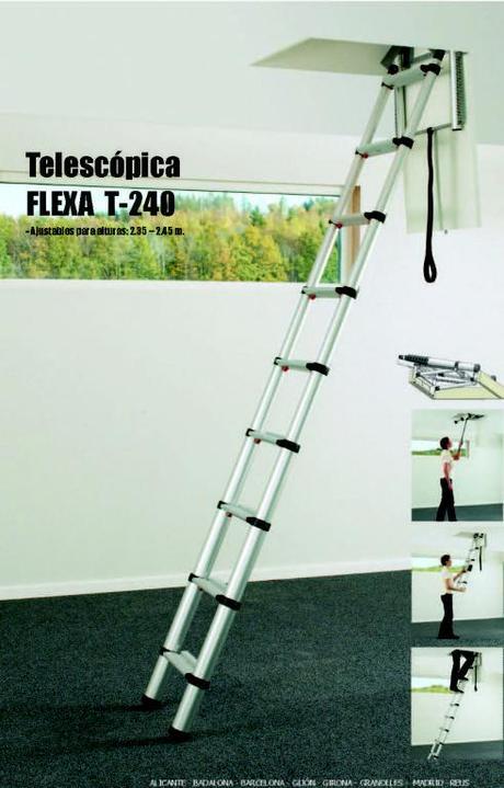 Escalera plegable y escamoteable telescópica T-240 de ENESCA.es