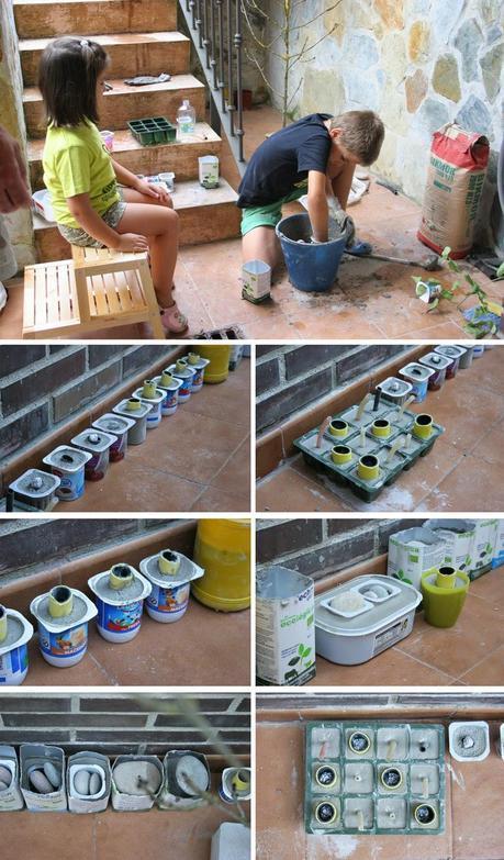 Small & Lowcost: Diy Floreros de cemento pintados con suculentas