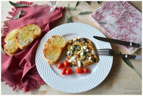 Frittata de Tomates Cherry, Champiñones y Queso Feta