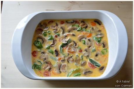 Frittata de Tomates Cherry, Champiñones y Queso Feta