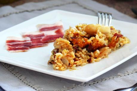 Arroz con setas y jamon iberico