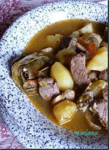 ciervo estofado con alcachofas,racion1 copia