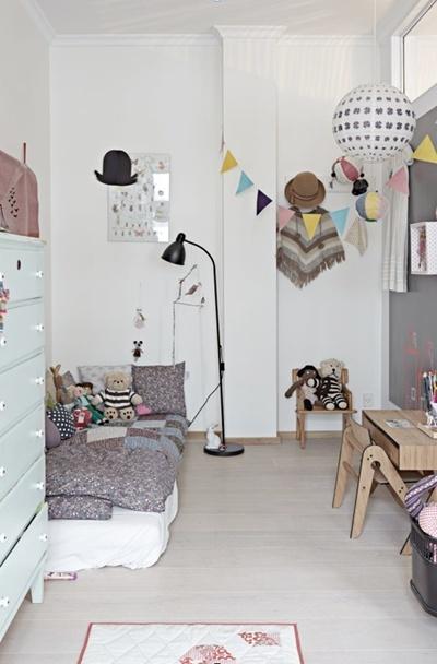 Ideas para decorar con banderines las habitaciones de los más pequeños.