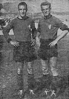 Loik y Mazzola con la selección italiana