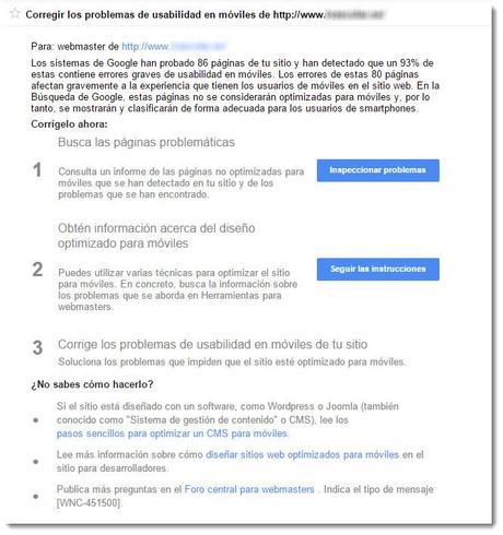 Usabilidad en móviles Google