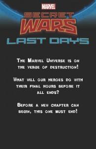 Marvel Comics anuncia Secret Wars: Last Days Secret Wars: Last Days