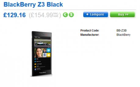 Lanzan el BlackBerry Z3 desbloqueado en U.K.