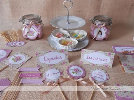 Decoración personalizada shabby chic Primera Comunión