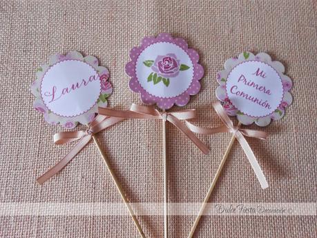 Decoración personalizada shabby chic Primera Comunión