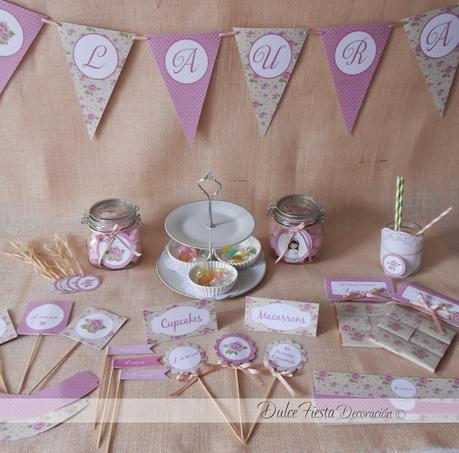 Decoración personalizada shabby chic Primera Comunión