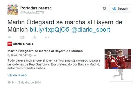 El diario Sport ya dio la primicia del fichaje de Ödegaard por el R.Madrid