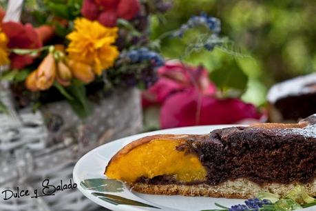 Tarta de Chocolate y Melocotón al Cardamomo