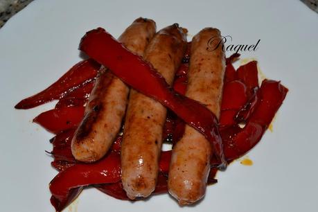 Salchichas con Pimientos Rojos