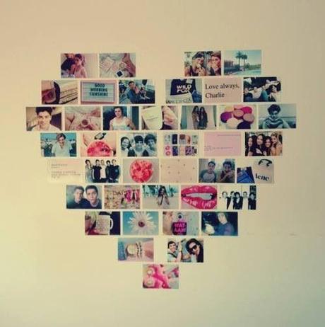 Deco-ideas para san Valentín: Un corazón de polaroids.