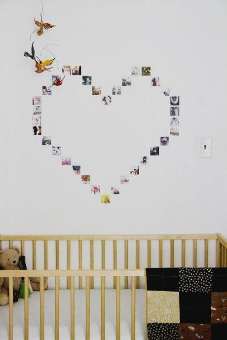 Deco-ideas para san Valentín: Un corazón de polaroids.